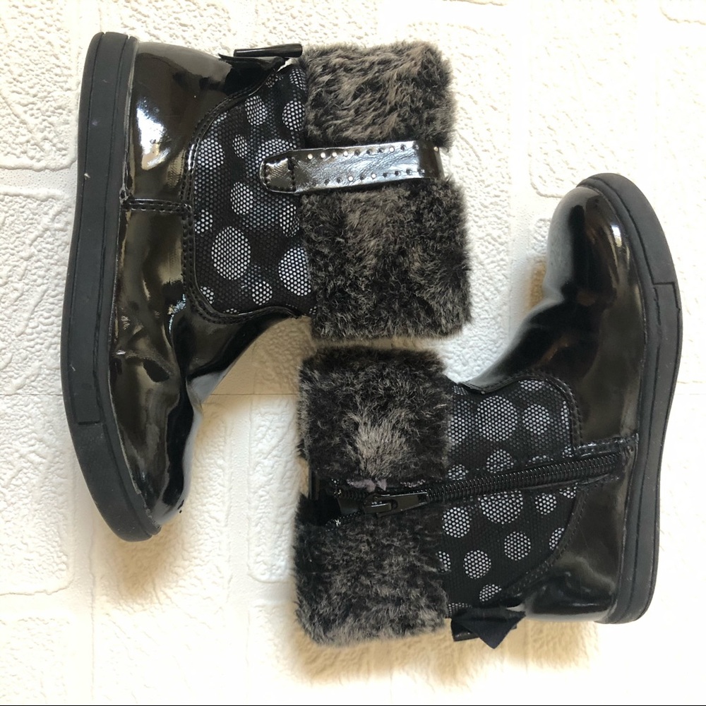 Laura Ashley Black Patent Fur Boot